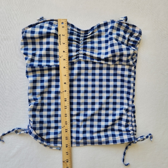 Rey Swimwear Elizabeth In Gingham Tankini Top Blue White Checkered Large - Picture 12 of 14